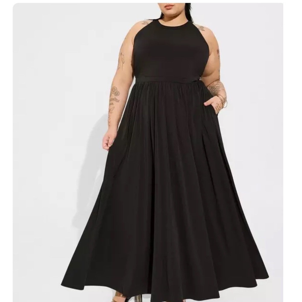 Torrid Maxi Dress Women 1X Black Halter A-Line Quiet Luxury Formal Old Money